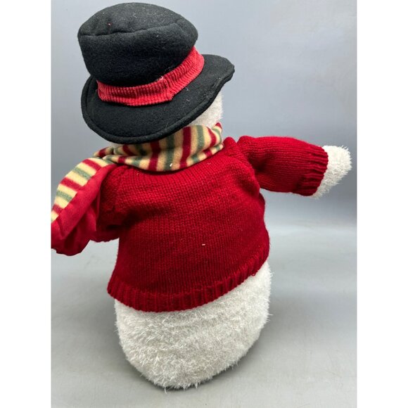 JCPenney Christmas Winter Plush Snowman Door Stop black top Hats 18" Scarf READ - Picture 5 of 9